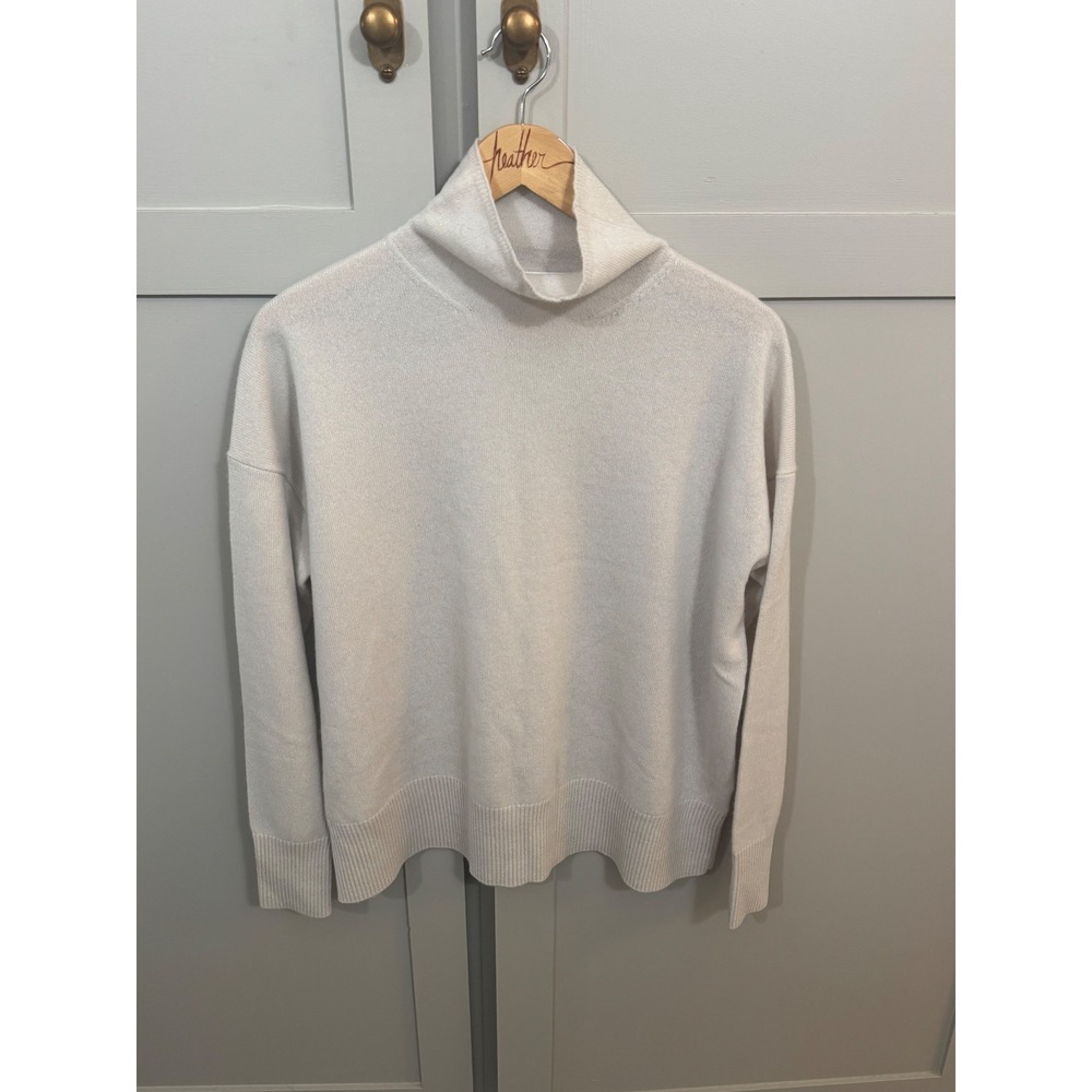 Women 100% Cashmere Turtleneck Sweater Oatmeal Beige Small RN58665